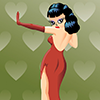 postcard pin-up red dress betty-page
