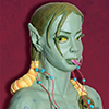 postcard statue reptilian girl